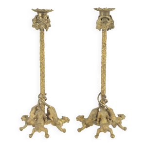 paire de bougeoirs en - bronze