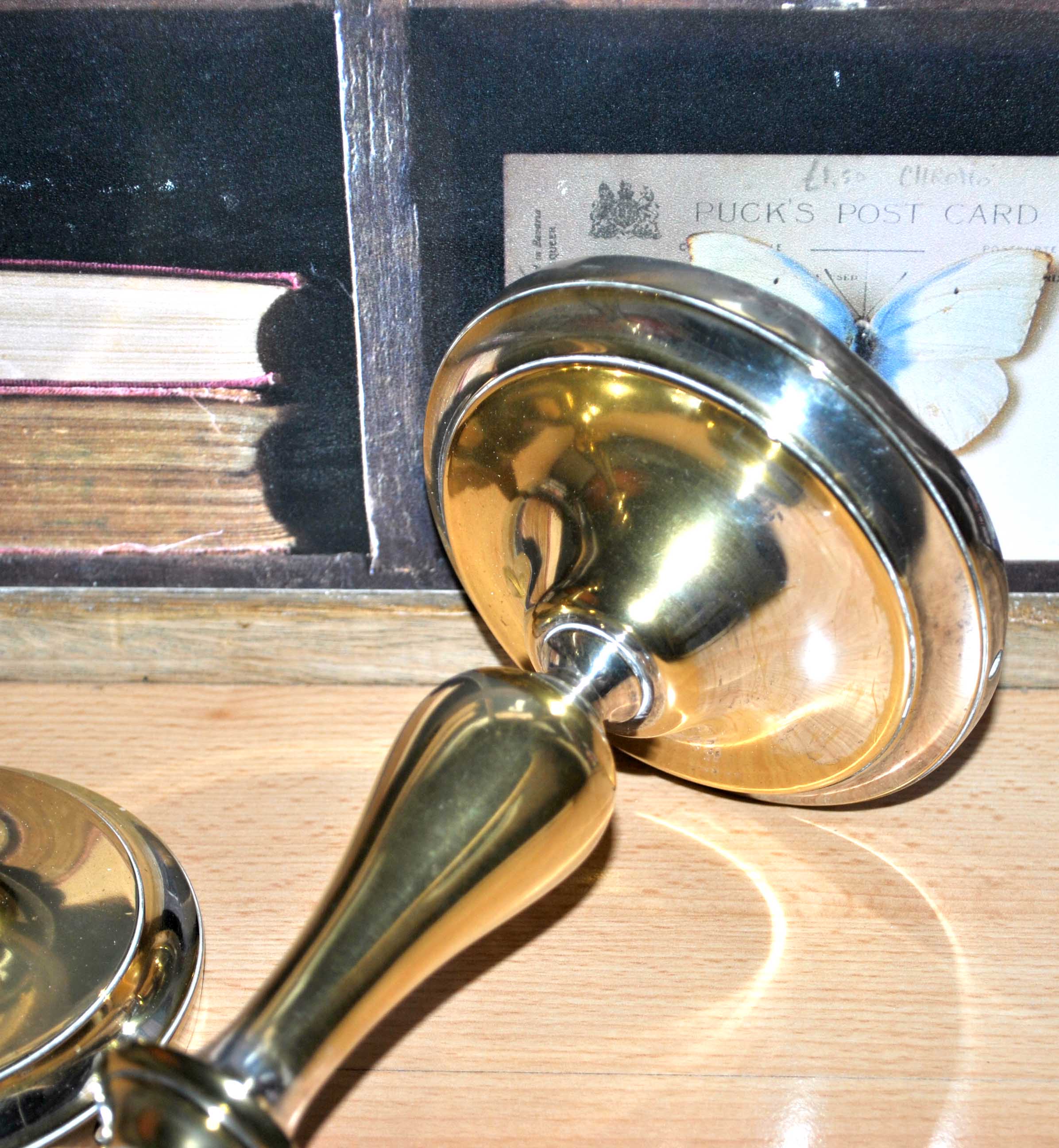 Antique candle holders in christofle brass punched gold