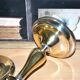 Antique candle holders in christofle brass punched gold