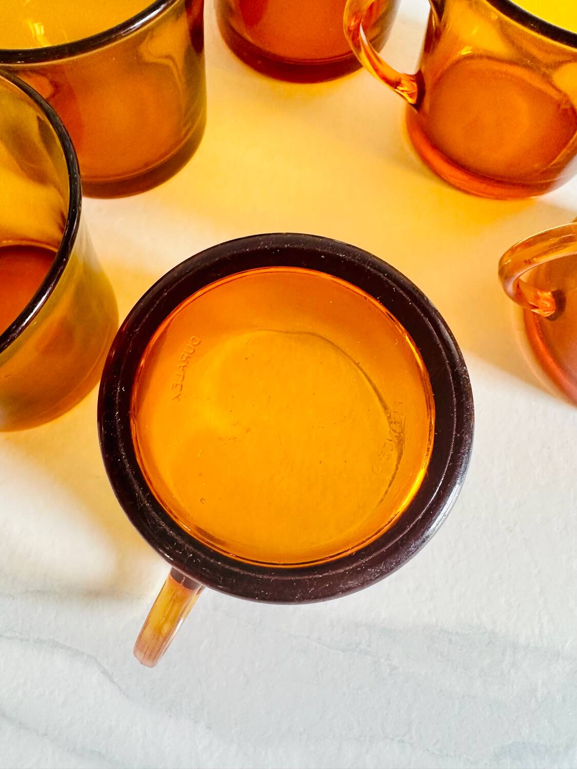 6 vintage Duralex coffee cups