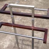chrome and wood towel rack