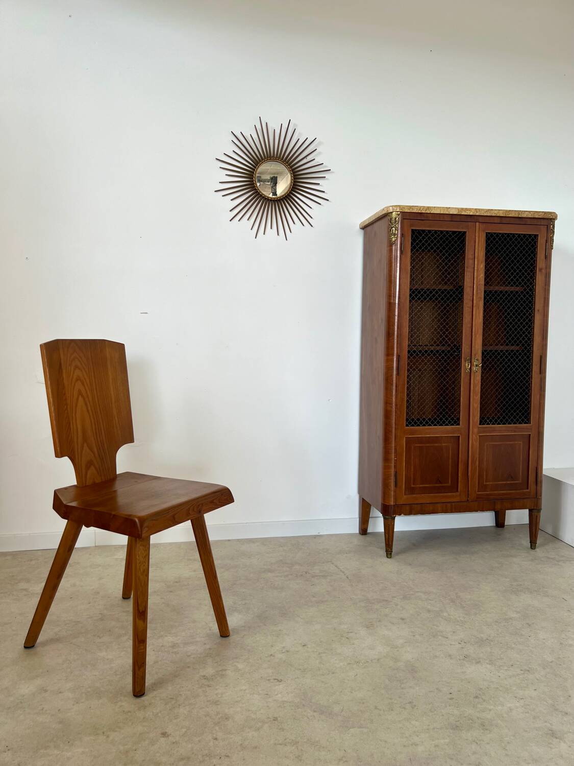 Old display case library with wire mesh from the Napoleon III period, late 19th century