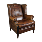 Brown sheepskin armchair