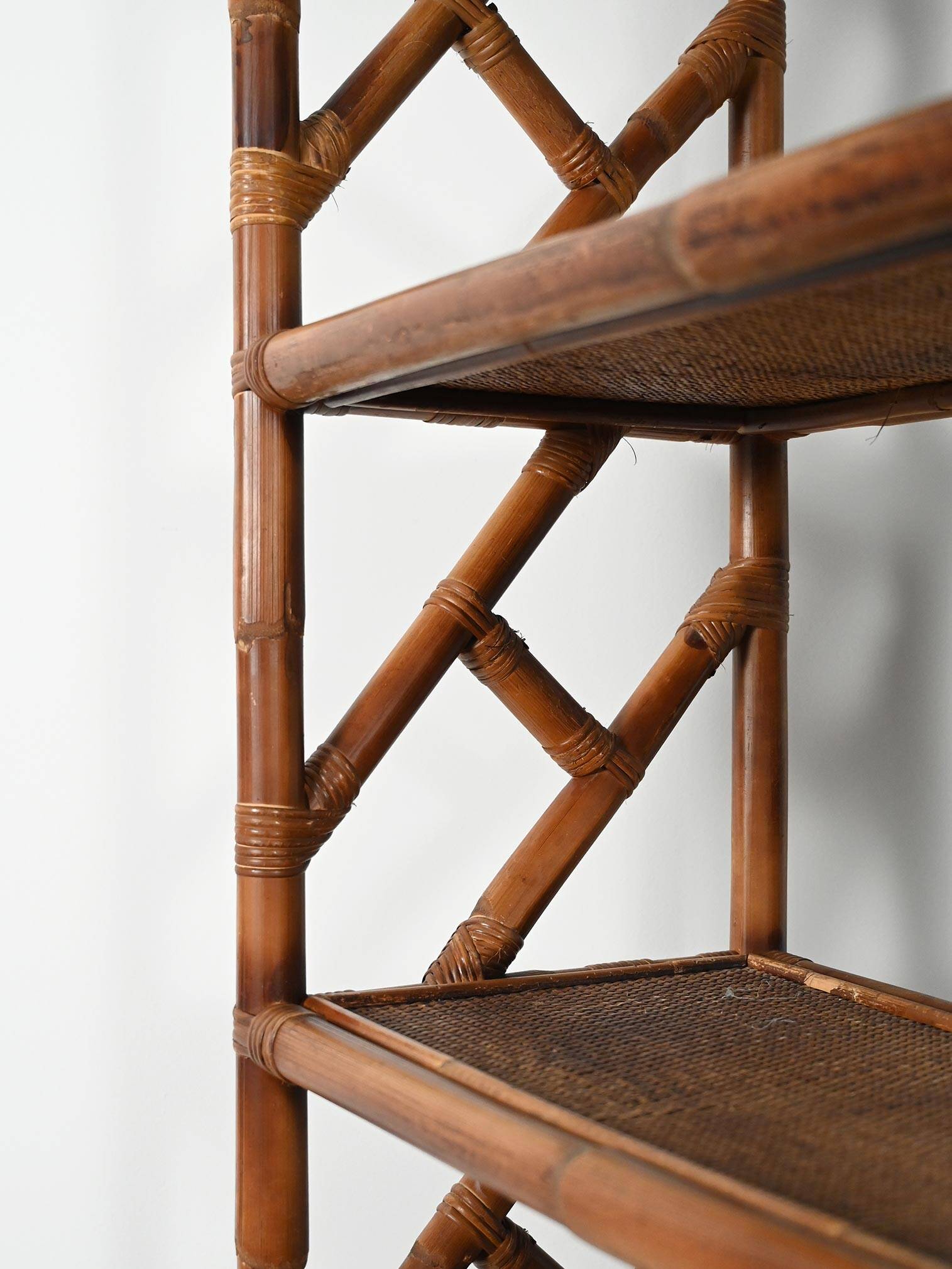 1960s bamboo and rattan bookcase