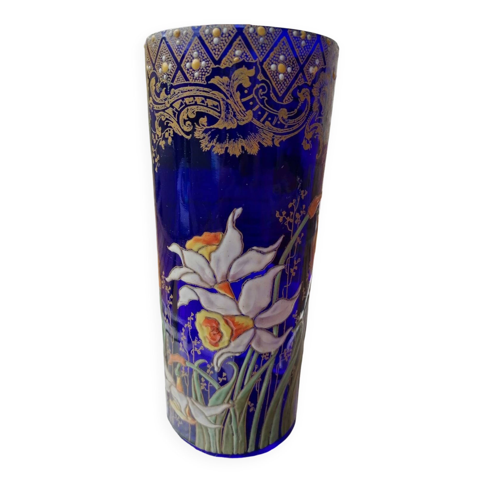 Unsigned F. T. Legras vase with daffodil decoration