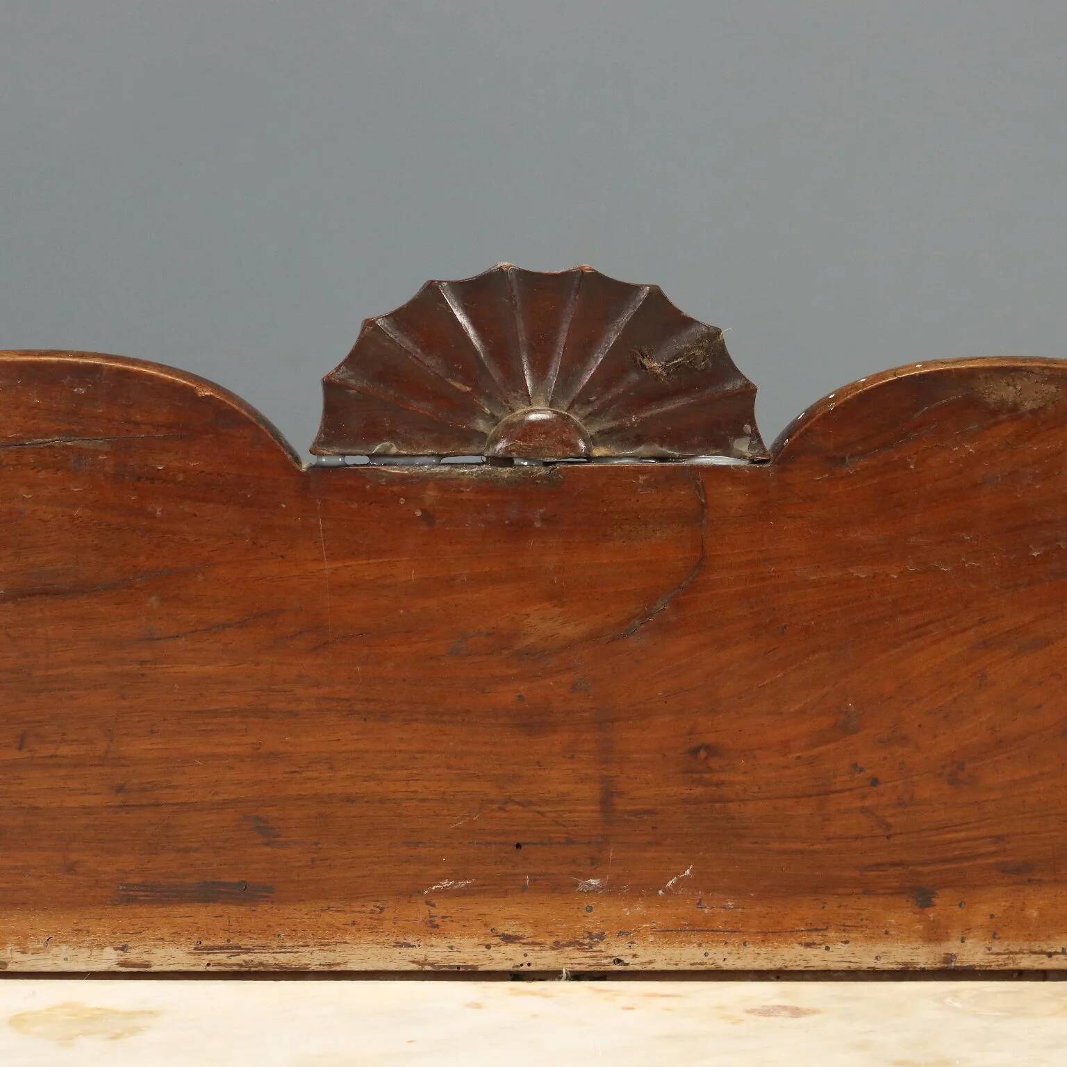 Ancient Empire desk in walnut with marble top, Italy, 19th century.