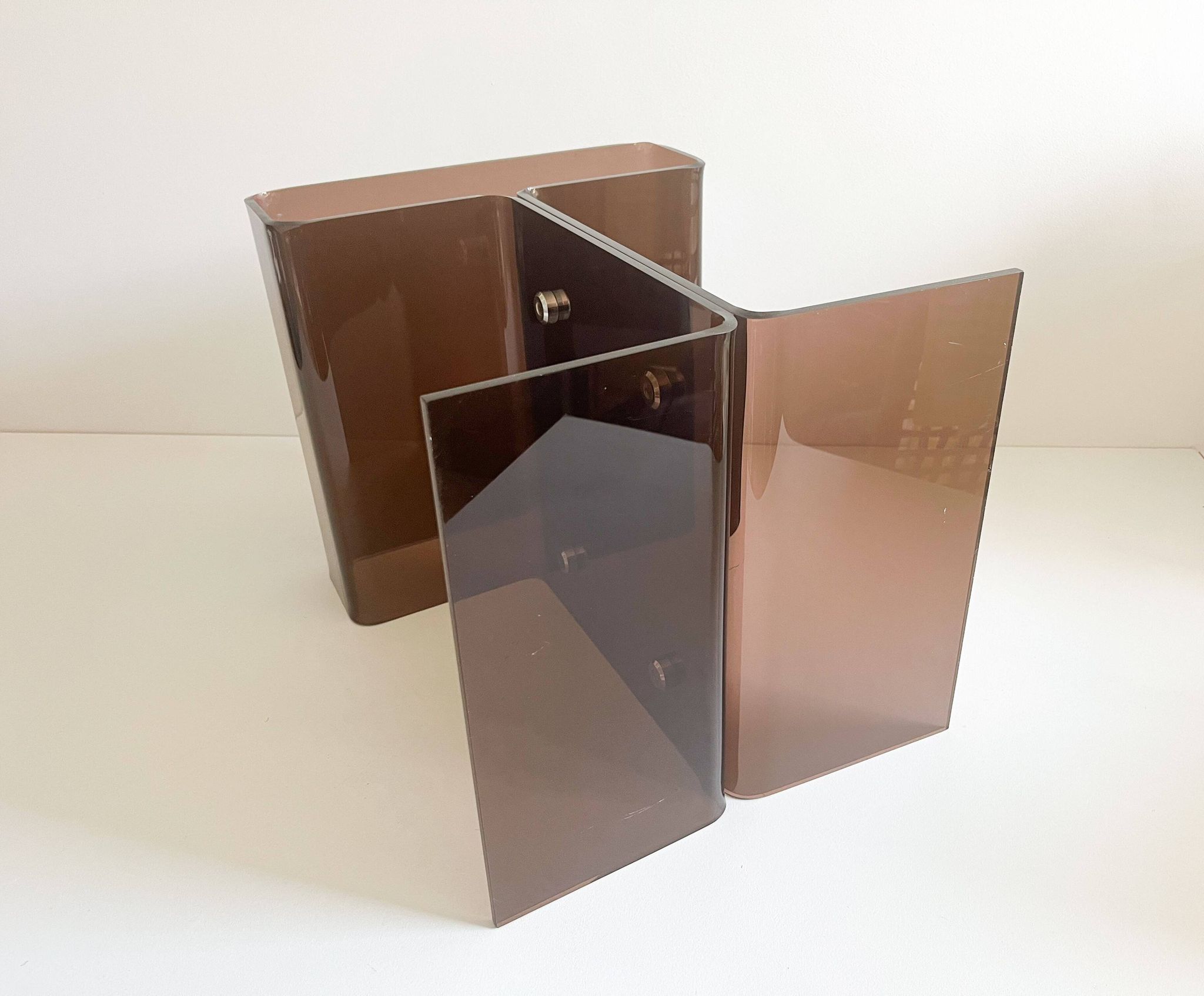 Side table or bedside table, smoked Altuglas, Michel Dumas, 1970s.