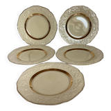 Five small England Florentine plates