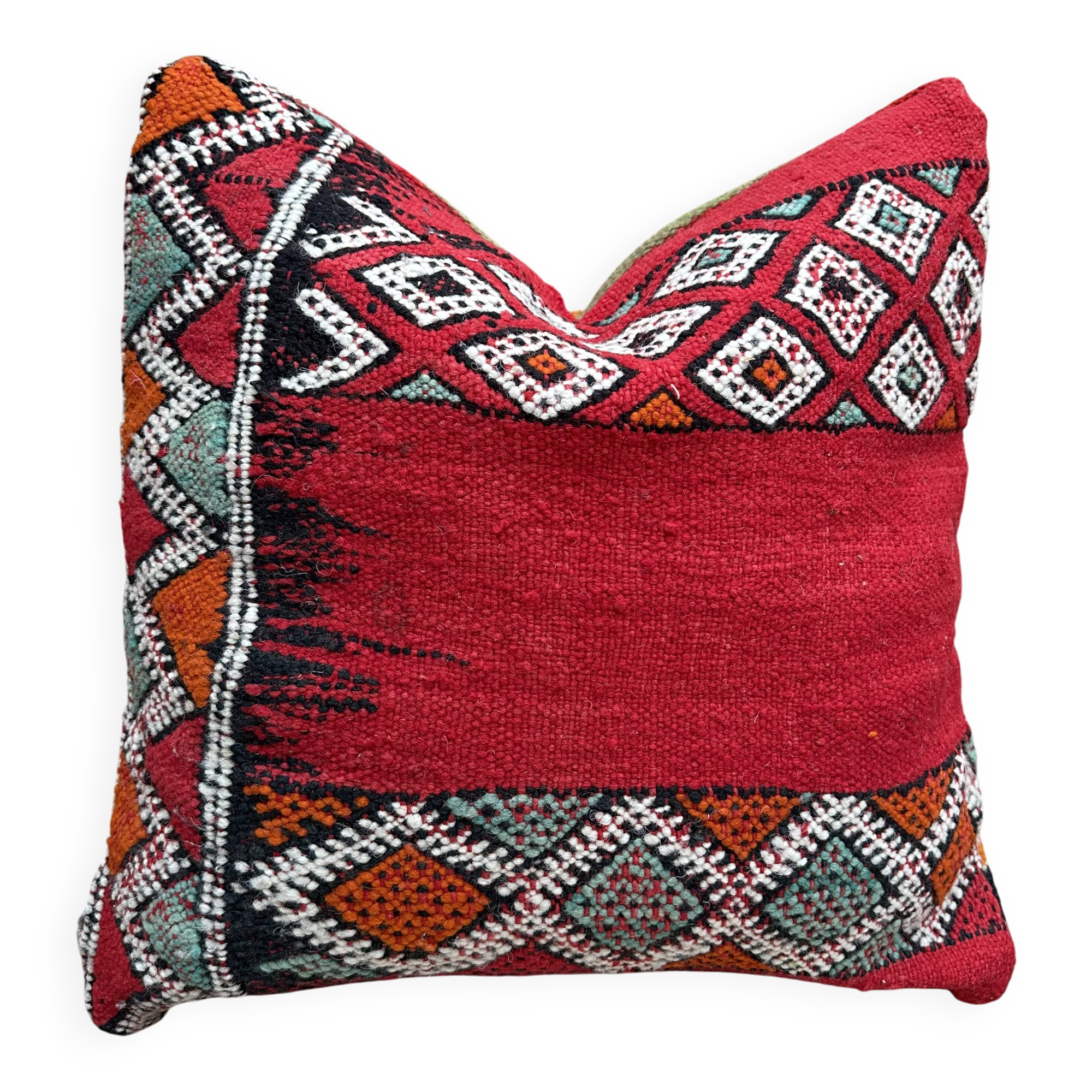 Vintage cushion cover in Berber kilim: Moroccan wool cushion.