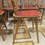 Lot de 12 chaises bistrot skaï rouge 1960 vintage