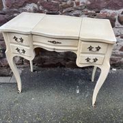 Vintage 1980s dressing table with Venetian mirror. Elegant makeup table.