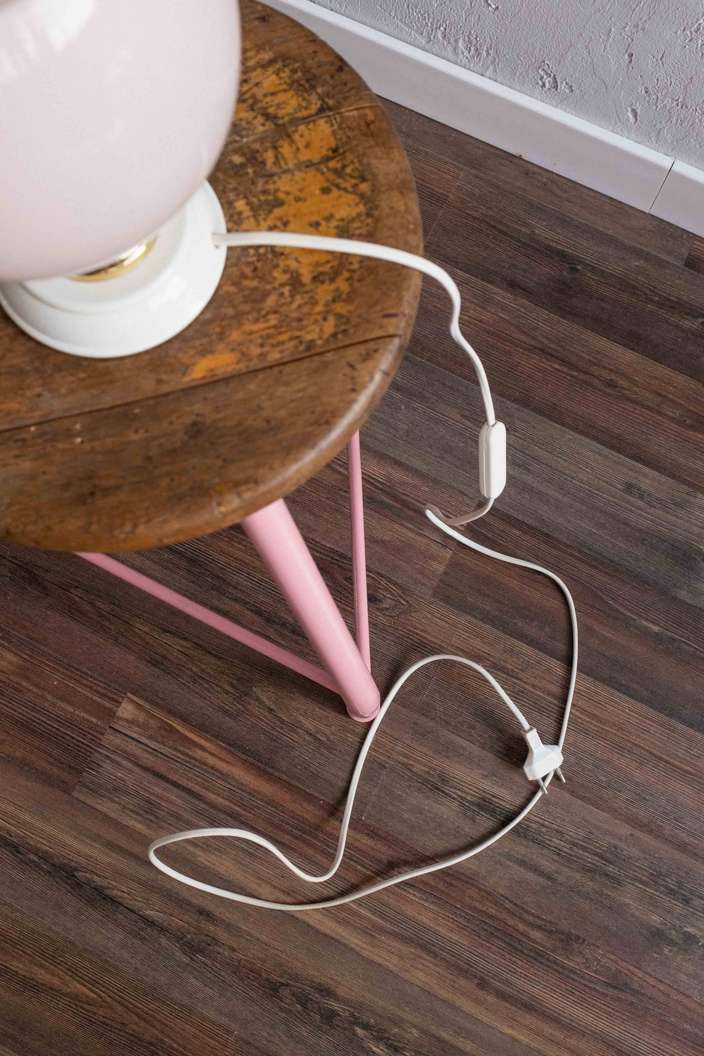 Vintage Czechoslovak Powder Pink Glass Table Lamp, 1970s