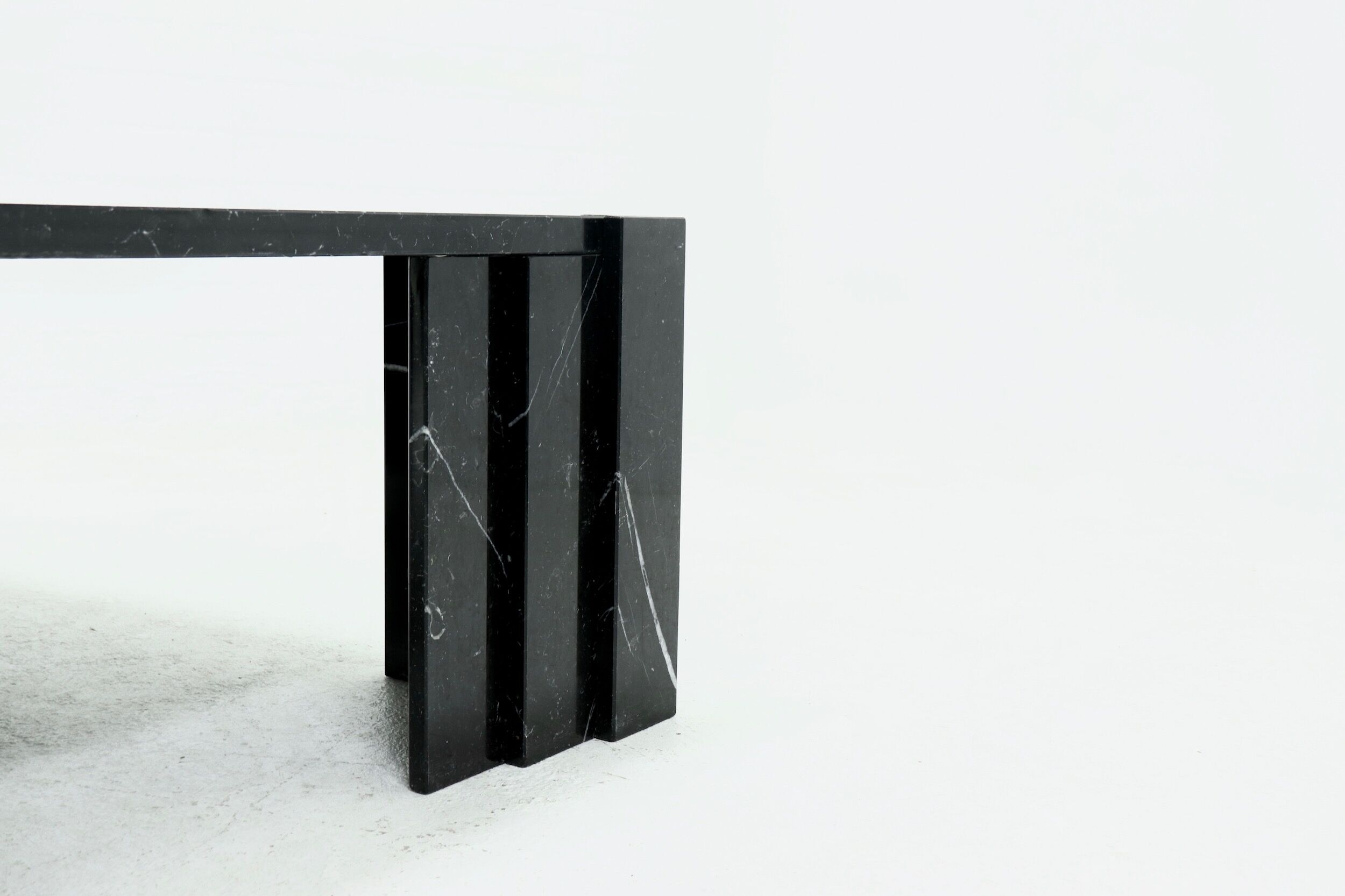 Large italian modern black marble coffee table 1970s