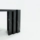 Large italian modern black marble coffee table 1970s