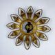 Sunburst ceiling light fixture or sconce, gilt iron & exposed bulb France, 1970s
