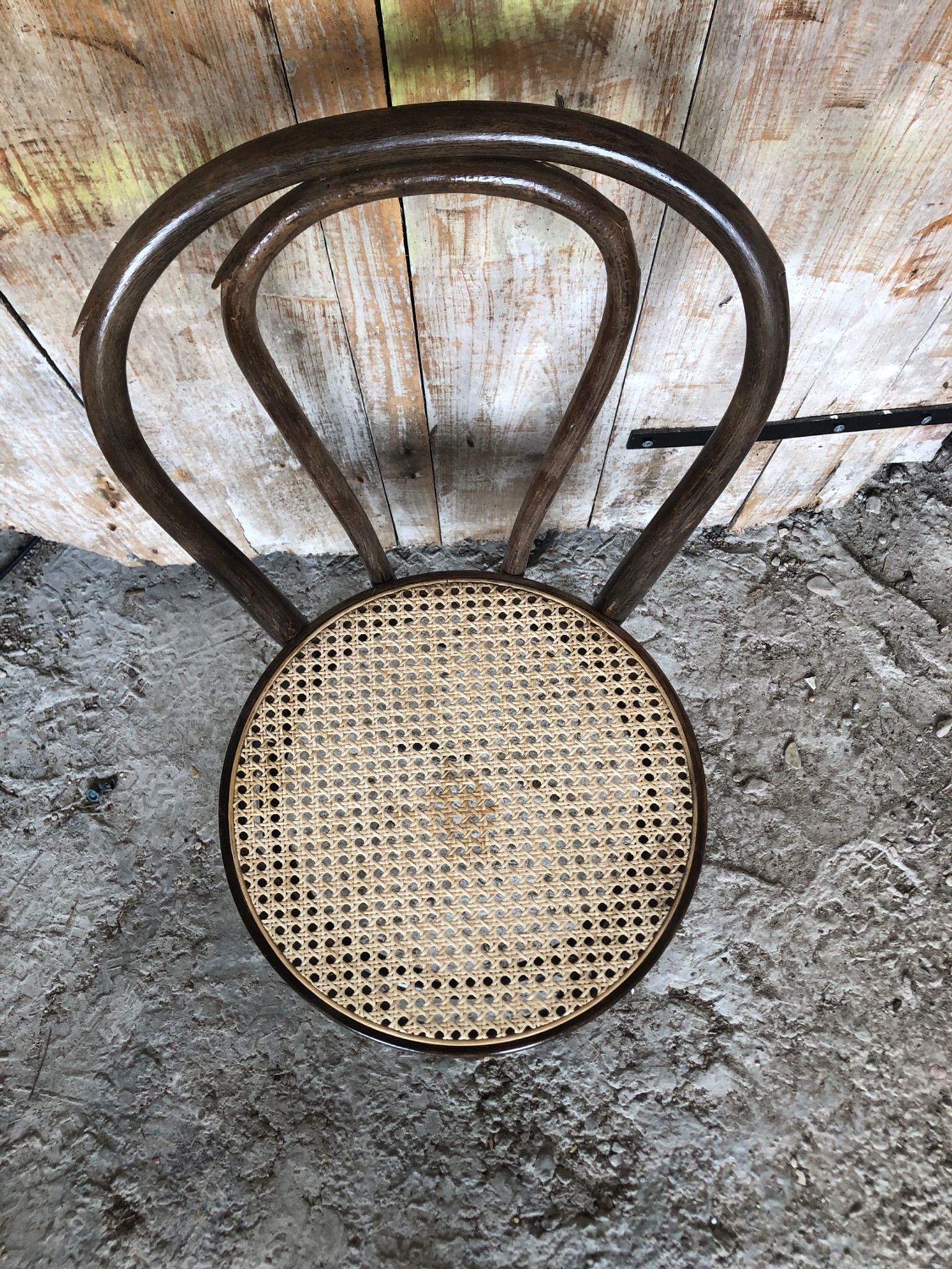 Chair bistrot style thonet dark wood & seat cannée 70s vintage #a233