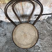 Chair bistrot style thonet dark wood & seat cannée 70s vintage #a233