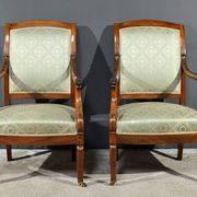 Pair of Crossed Armchairs in Mahogany, Restoration Period – Early 19th Century