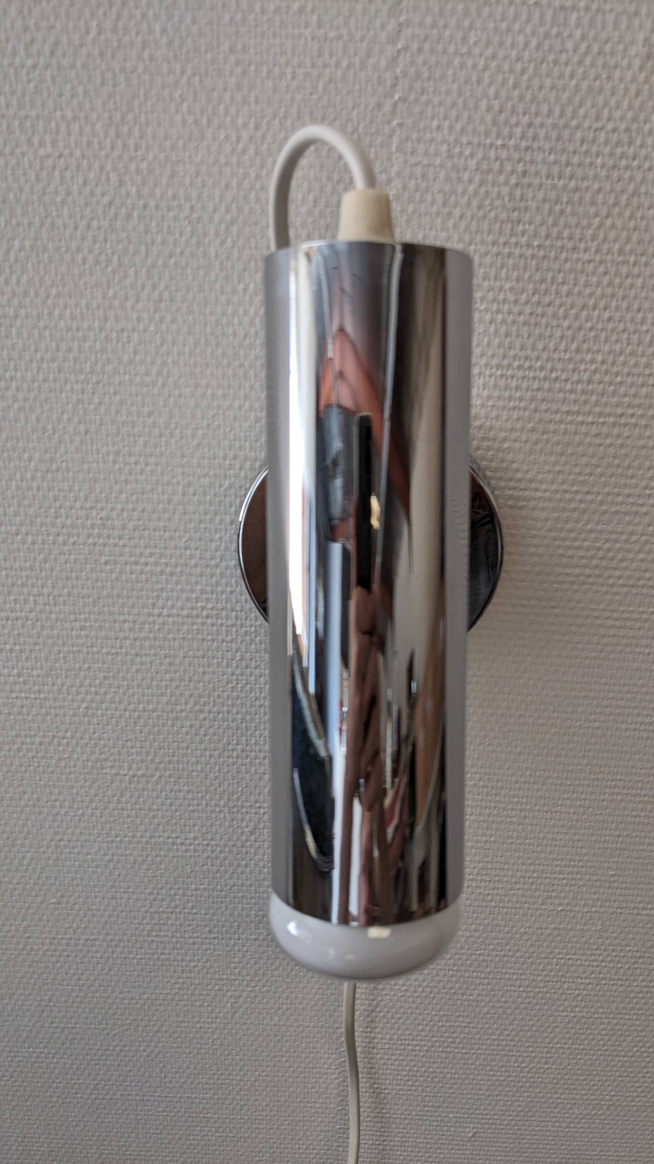 Modernist chrome metal wall light, France circa 1970.