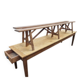 Large farmhouse table + two benches