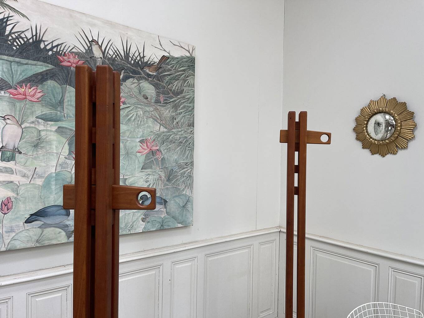 Pair of 1970s coat racks in solid elm