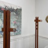 Pair of 1970s coat racks in solid elm