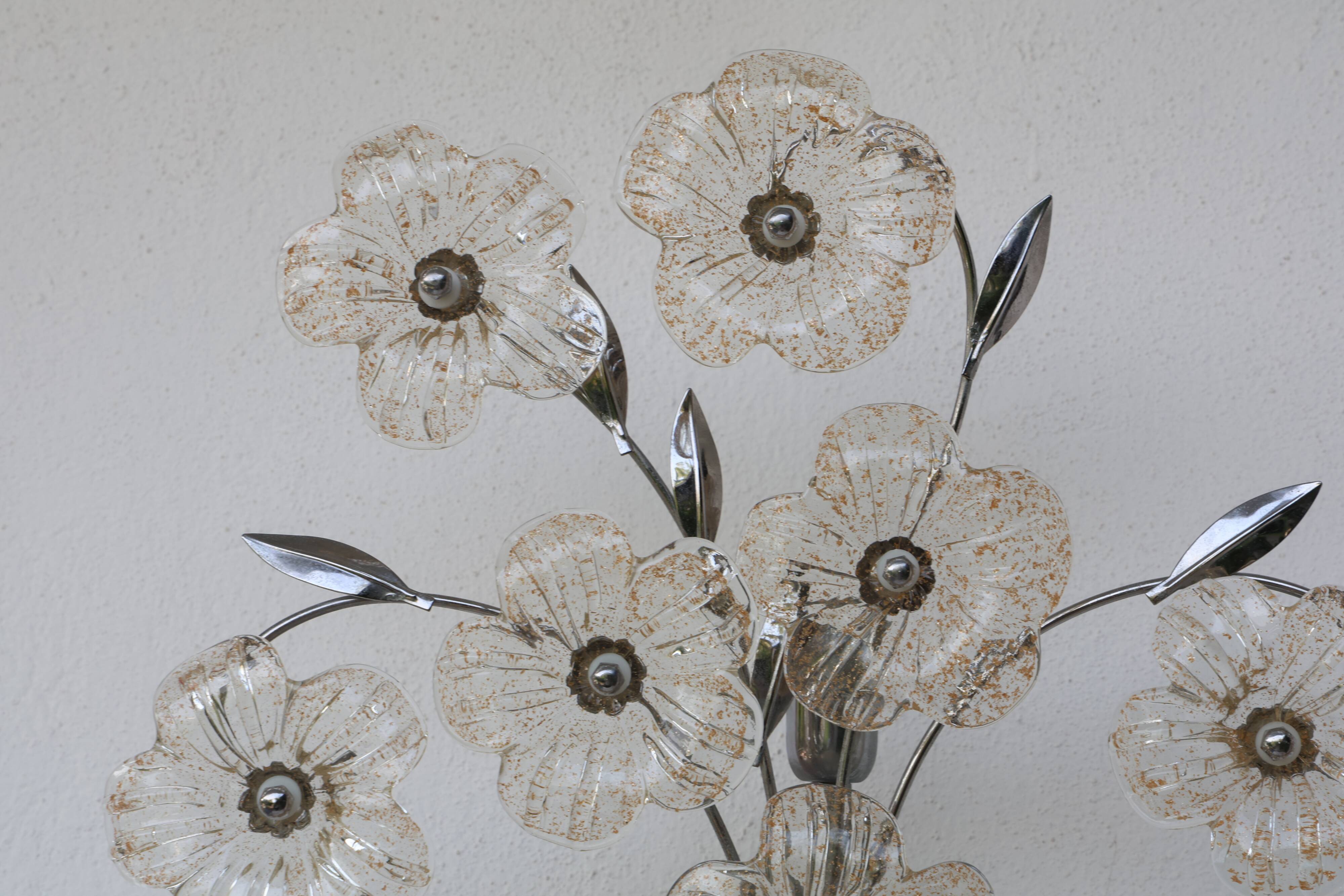 Large Size Gold and Transparent Murano Glass Wall light or Ceiling Light Fl