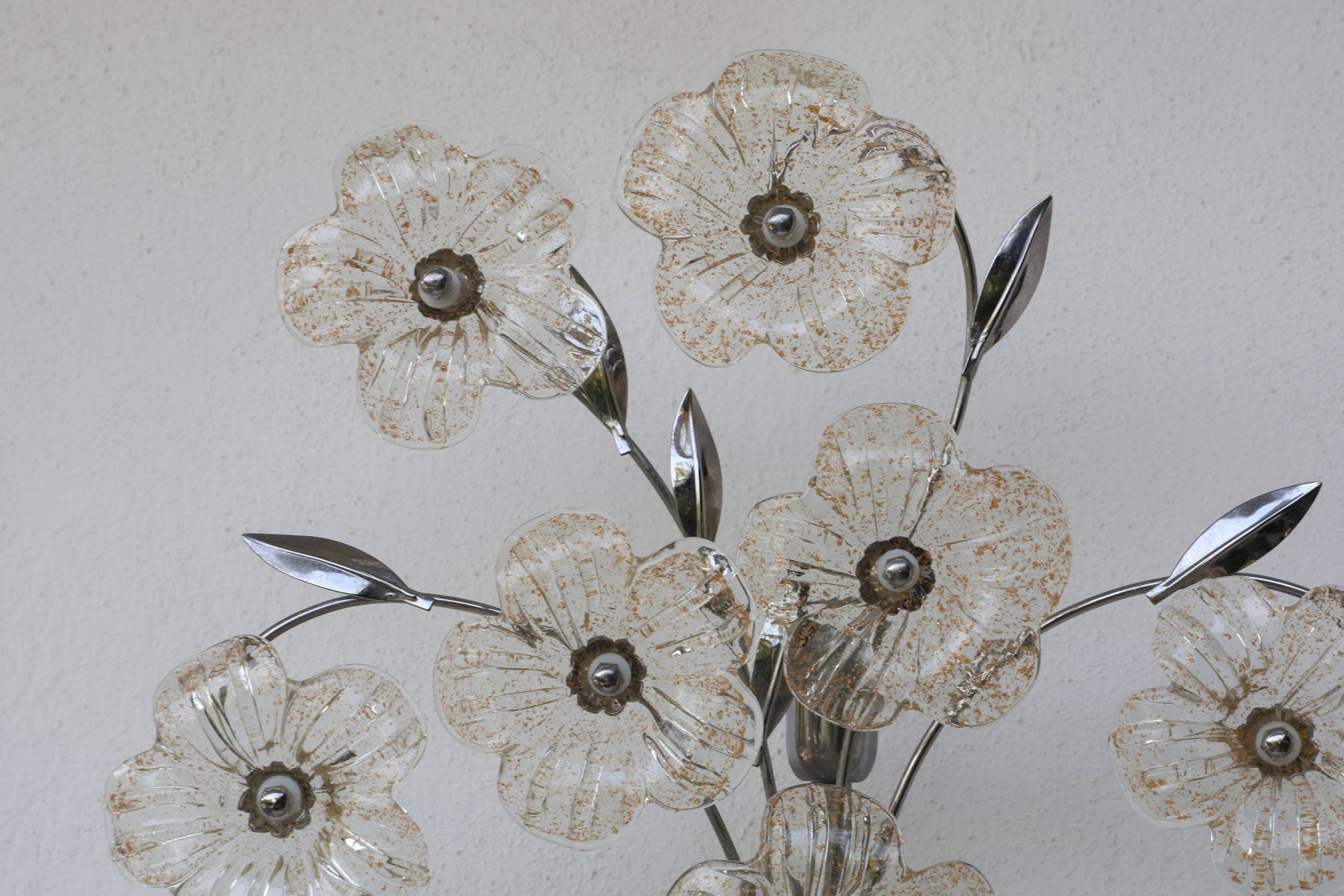 Large Size Gold and Transparent Murano Glass Wall light or Ceiling Light Fl