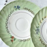 Vintage tea/coffee set in white, green and gold porcelain by SALINS, made in France