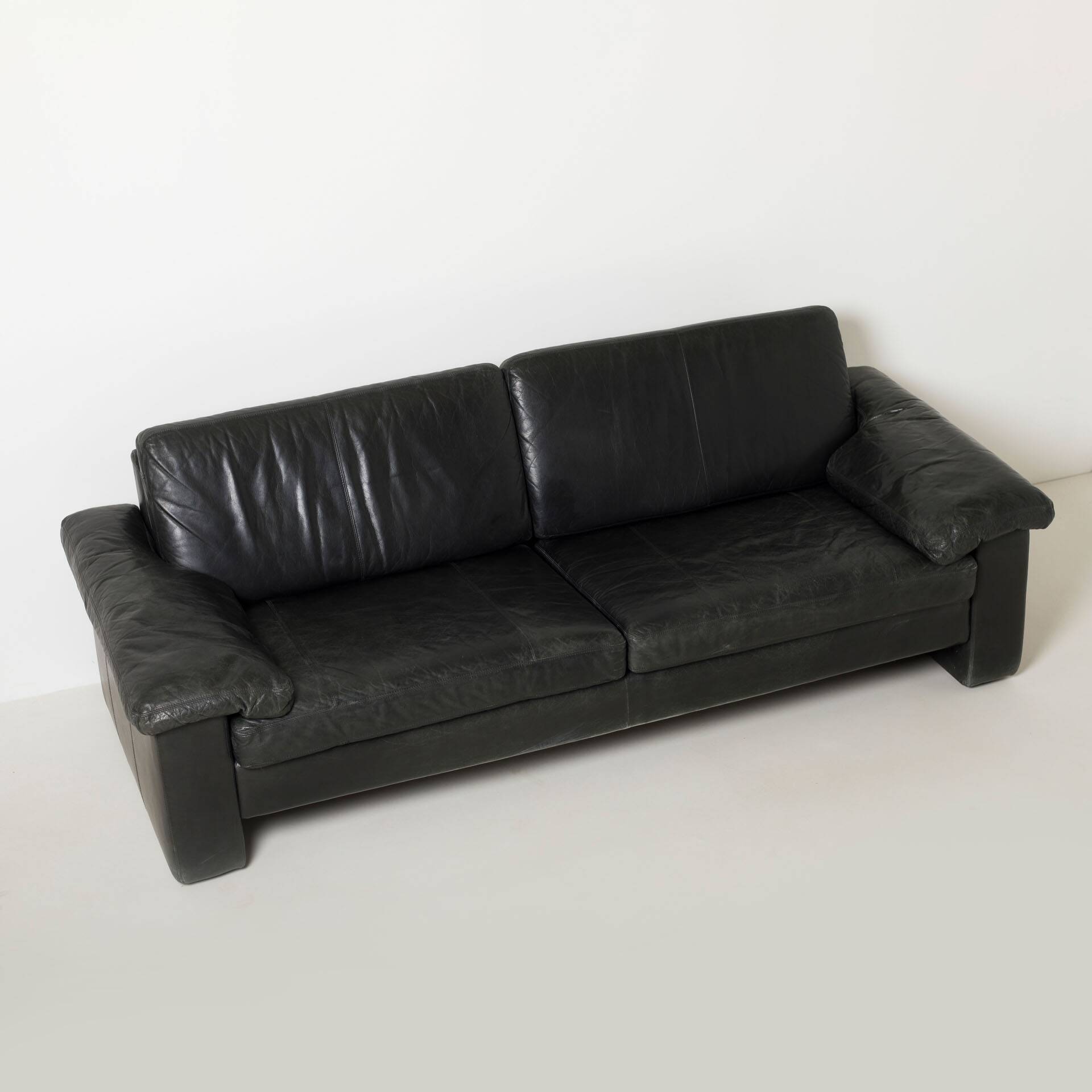 Cor Conseta black leather 3 seater sofa, Germany, 1970s