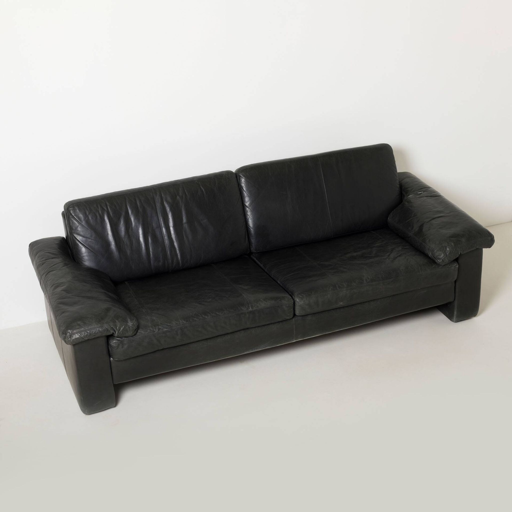 Cor Conseta black leather 3 seater sofa, Germany, 1970s
