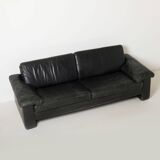 Cor Conseta black leather 3 seater sofa, Germany, 1970s