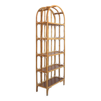 Library / Free-standing shelf in bamboo and rattan 1960s