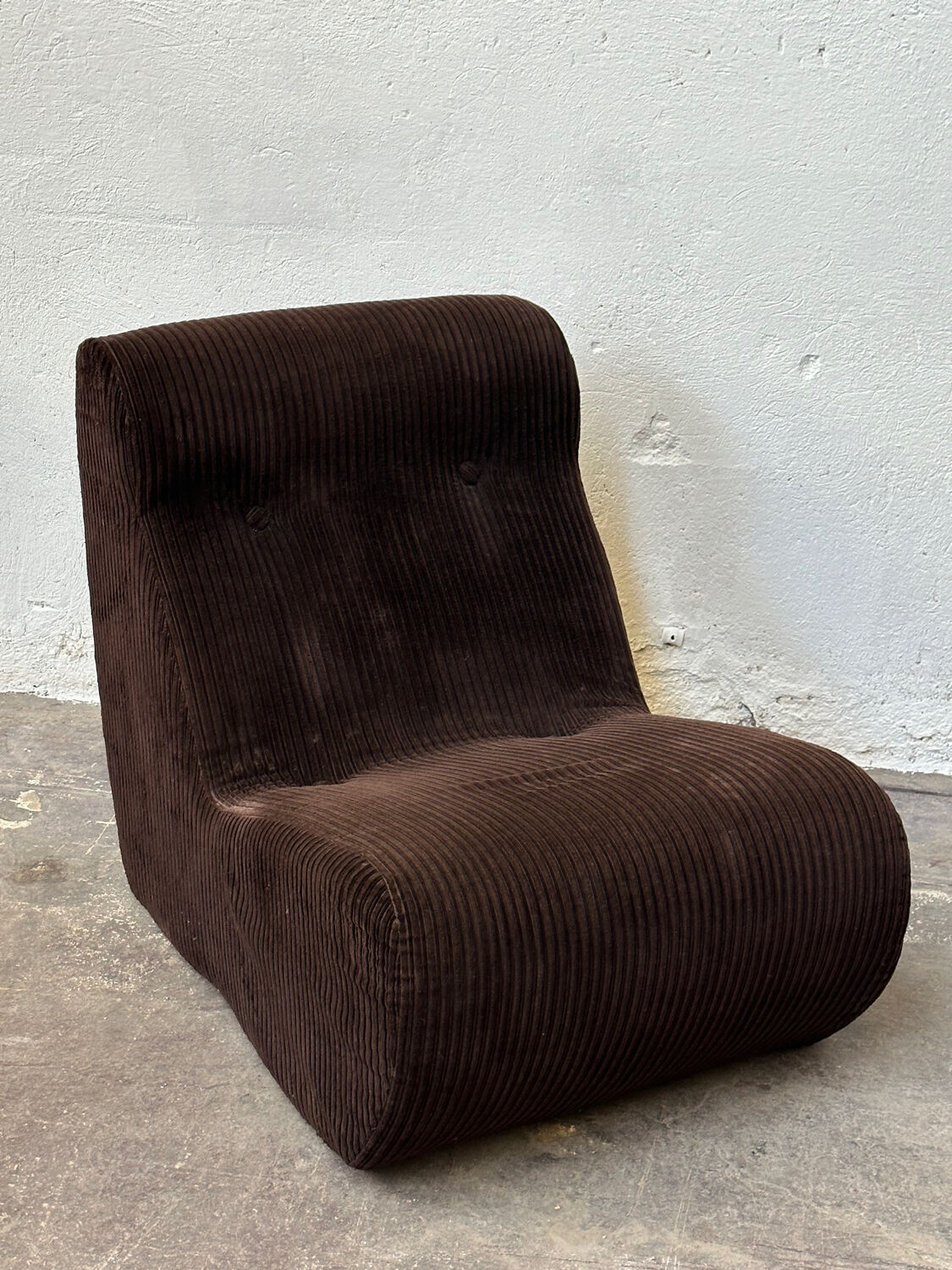 Pair of brown corduroy armchairs