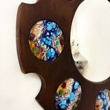 Modernist wood and enamel mirror by J. Capo Esmaltes, Spain, 1970s