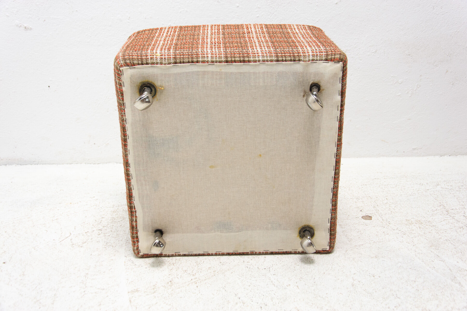 Eastern bloc upholstered pouffe, 1980´s, Czechoslovakia
