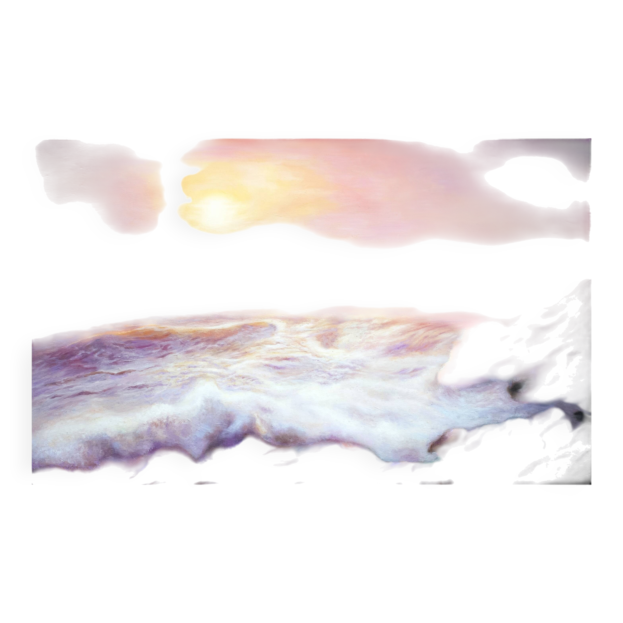 Cuadro del mar al oleo. Pintura de puesta de sol en el mar.