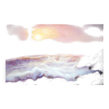 Cuadro del mar al oleo. Pintura de puesta de sol en el mar.