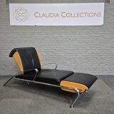 Black leather lounge chair futuro 3 by massimo iosa ghini for moroso - italy 1980's