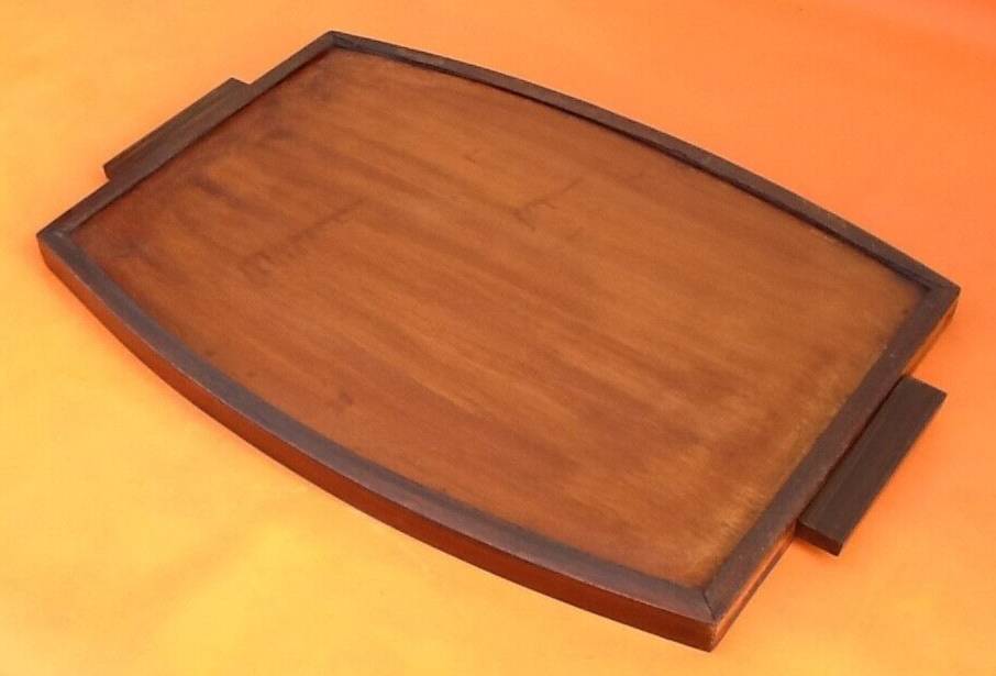 Art deco serving tray rosewood veneer / side handles