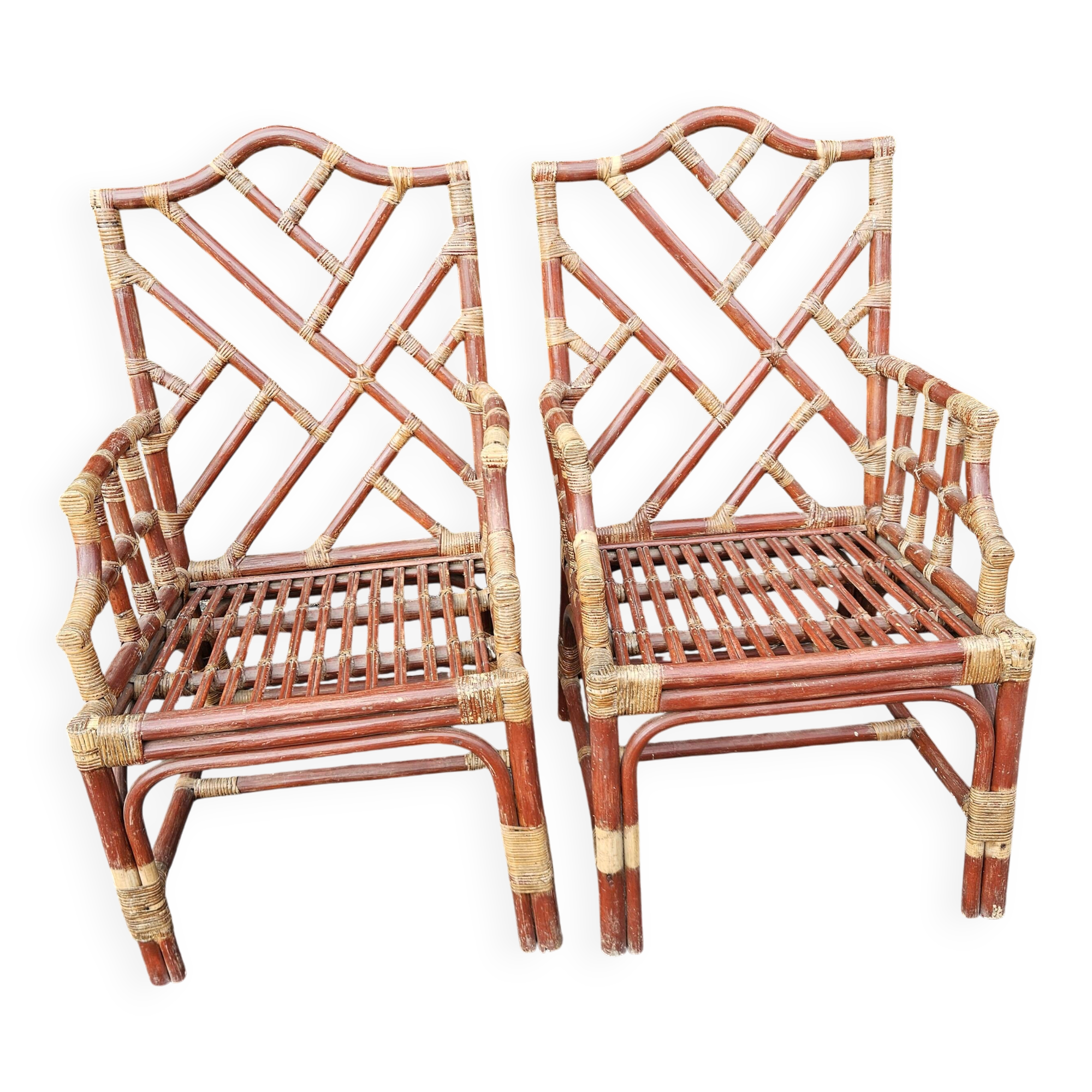 Pair of bamboo armchairs