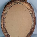 Miroir ovale cadre ancien style Louis XVI bois stuc doré d'origine 58x40 cm