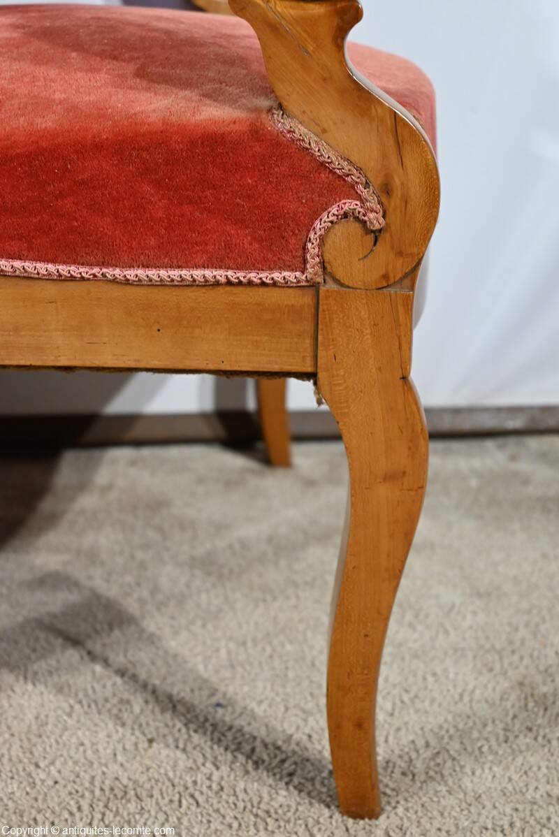 Pair of Cherry Wood Armchairs, Louis Philippe Period – 1st Part 19th