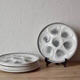 Set of 6 vintage oyster plates Moulin-des-Loups - Orchies - Grand Feu decor