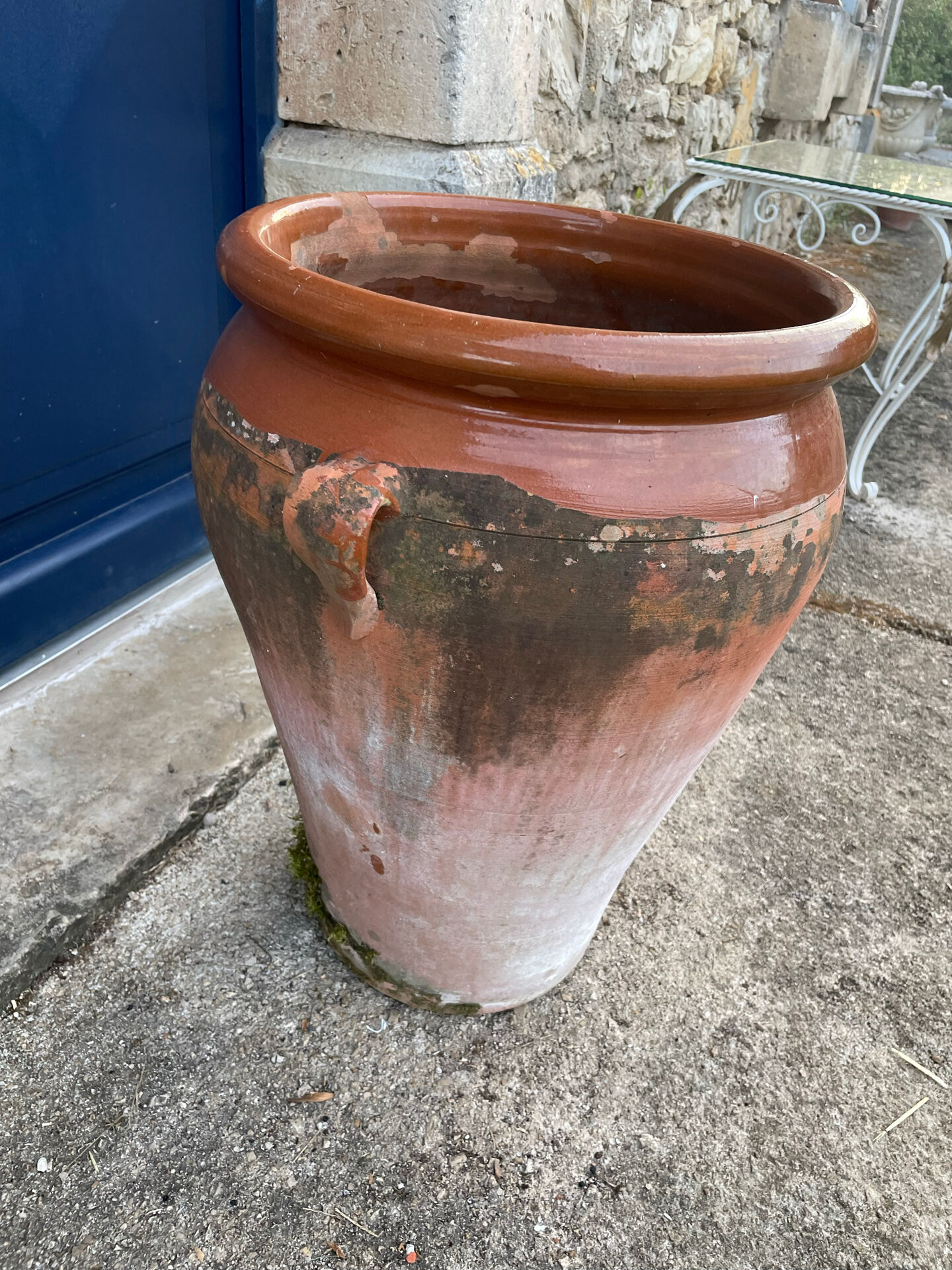 Large ancient jar in glazed terracotta – H. 56 cm