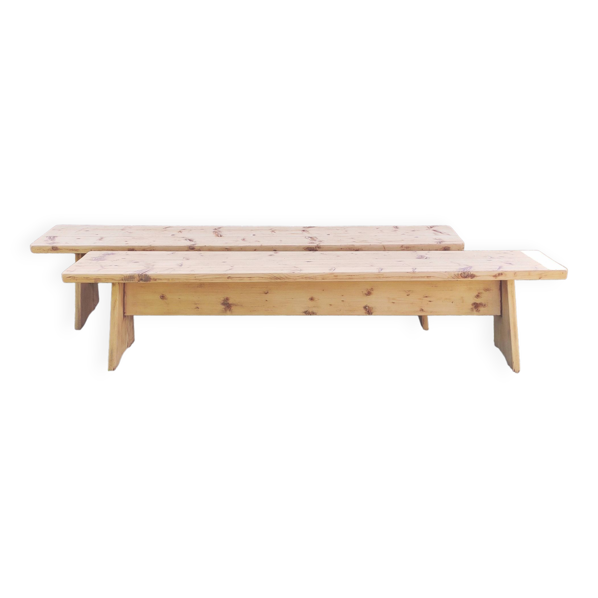 Paire de bancs de ferme bois massif 2 M
