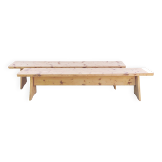 Pair of solid wood farm benches 2 M