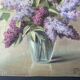Painting without frame oil on panel signed paget, bouquet of lilacs