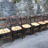 Set of 6 straw bistro chairs