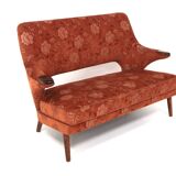 Scandinavian 2-seater sofa in fabric and beech, Sweden, 1940